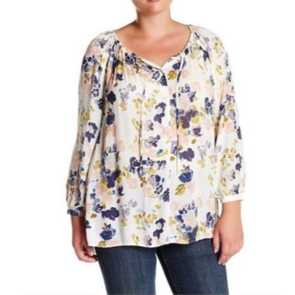 🌹Lucky Brand - Multicolor Floral Boho Blouse - Size XL